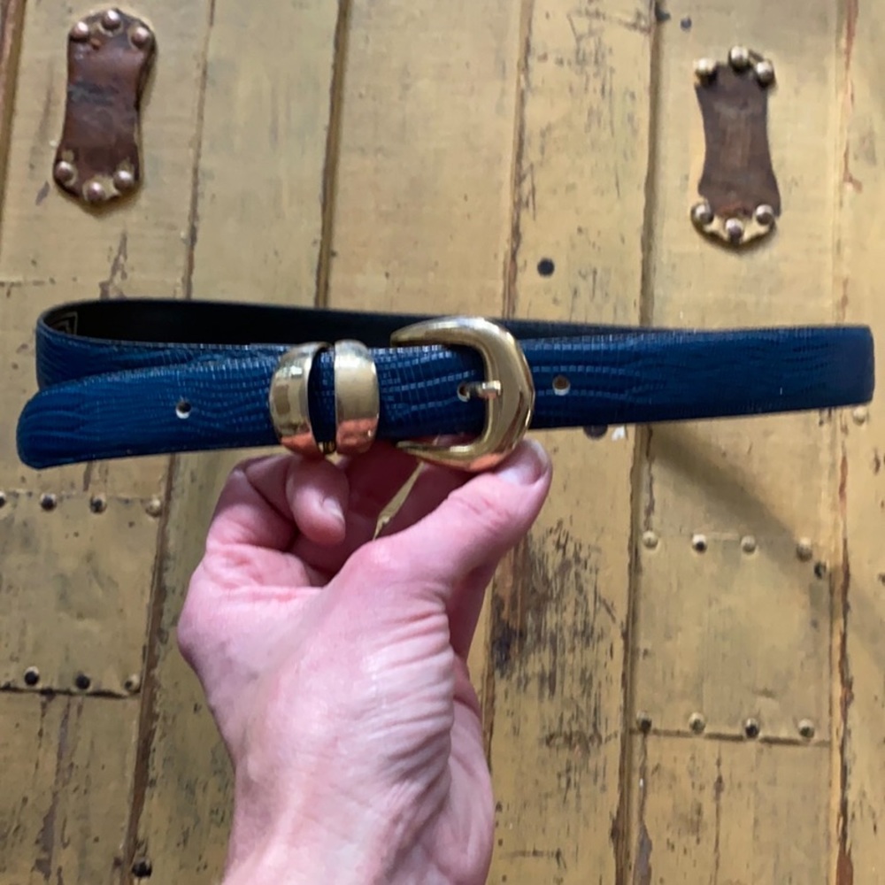 VTG THE RITZ ACCESSORIES COLLECTION NAVY SNAKESKIN LEATHER BELT